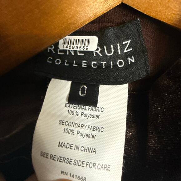 Rene Ruiz Brown Velvet Long Sleeve Cut Out Midi Cocktail Dress Size 0 - Picture 15 of 15